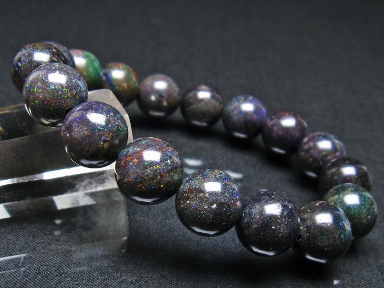 ブラックオパール ブレスレット 12mm 一点物 111-38003