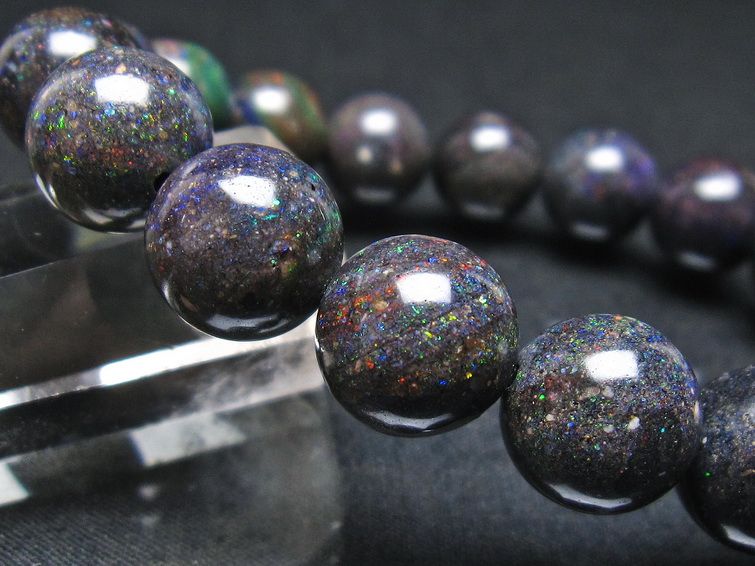 ブラックオパール ブレスレット 12mm 一点物 111-38003