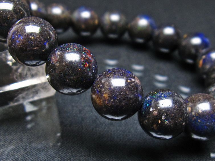 ブラックオパール ブレスレット 11mm 一点物 111-38004