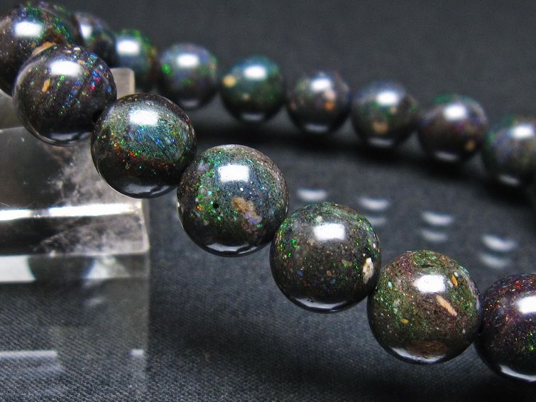 ブラックオパール ブレスレット 10mm 一点物 111-38012