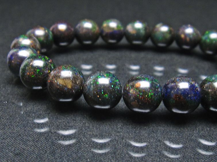 ブラックオパール ブレスレット 10mm 一点物 111-38012