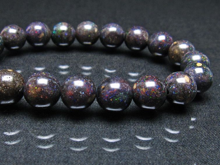 ブラックオパール ブレスレット 10mm 一点物 111-38013
