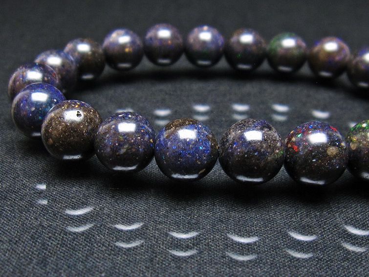 ブラックオパール ブレスレット 10mm 一点物 111-38014