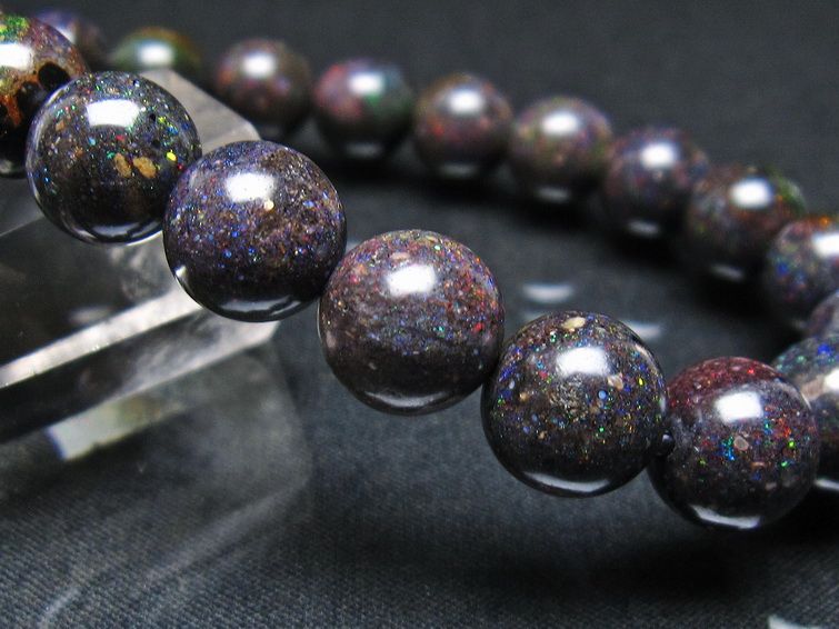 ブラックオパール ブレスレット 10mm 一点物 111-38017