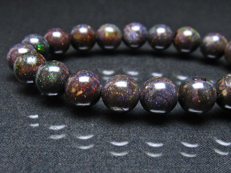 ブラックオパール ブレスレット 10mm 一点物 111-38017