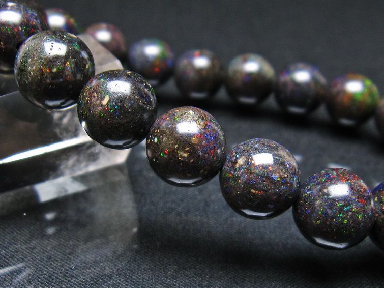 ブラックオパール ブレスレット 10mm 一点物 111-38018