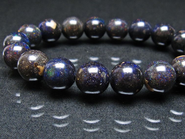 ブラックオパール ブレスレット 11mm 一点物 111-38021