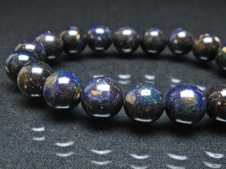 ブラックオパール ブレスレット 11mm 一点物 111-38022