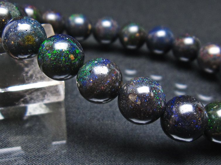 ブラックオパール ブレスレット 10mm 一点物 111-38024
