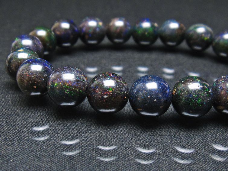 ブラックオパール ブレスレット 10mm 一点物 111-38024