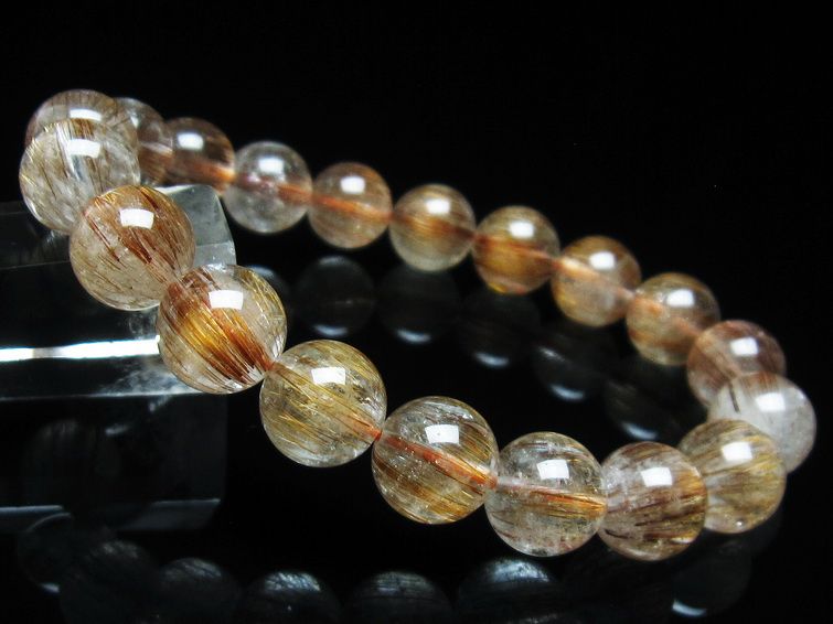 ルチルクォーツ ブレスレット キャッツアイ 11mm 一点物 111-38521