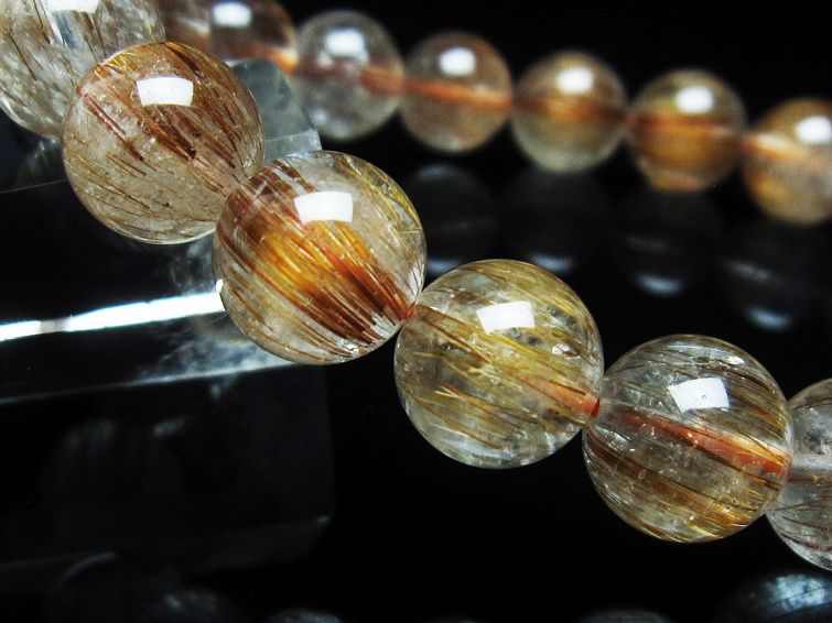 ルチルクォーツ ブレスレット キャッツアイ 11mm 一点物 111-38521