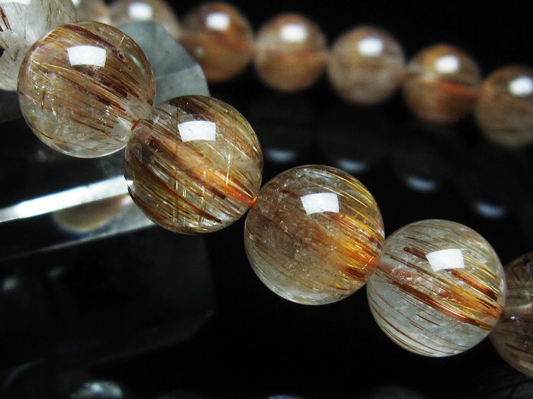 ルチルクォーツ ブレスレット キャッツアイ 11mm 一点物 111-38524
