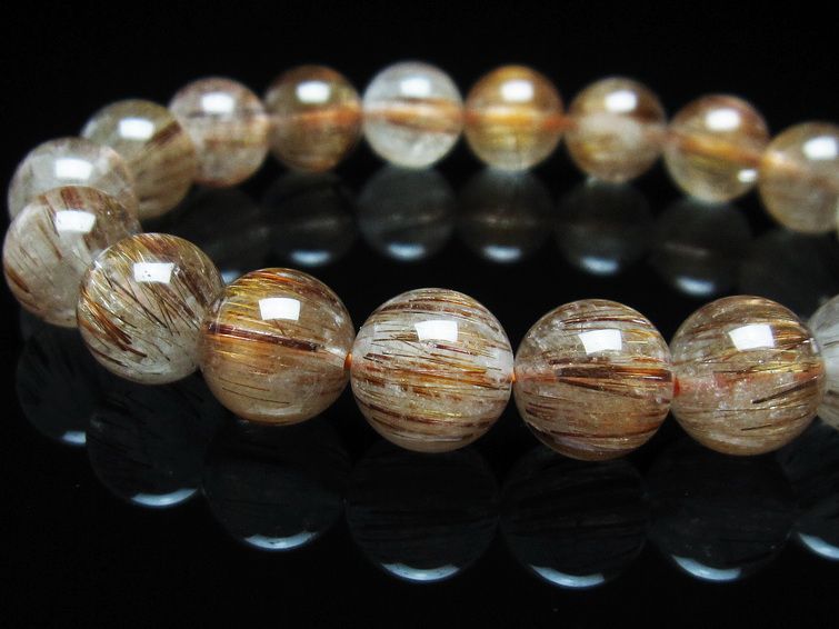ルチルクォーツ ブレスレット キャッツアイ 11mm 一点物 111-38524