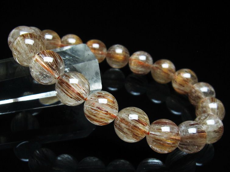 ルチルクォーツ ブレスレット キャッツアイ 11mm 一点物 111-38525