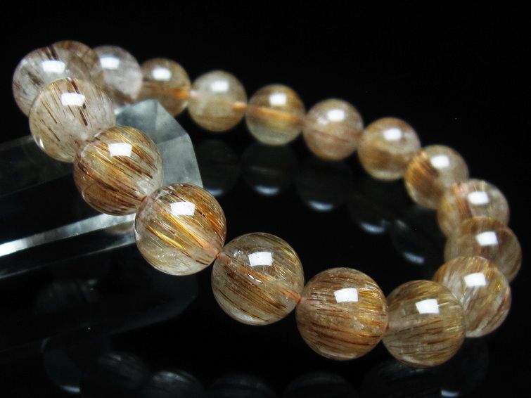 ルチルクォーツ ブレスレット キャッツアイ 12mm 一点物 111-38528