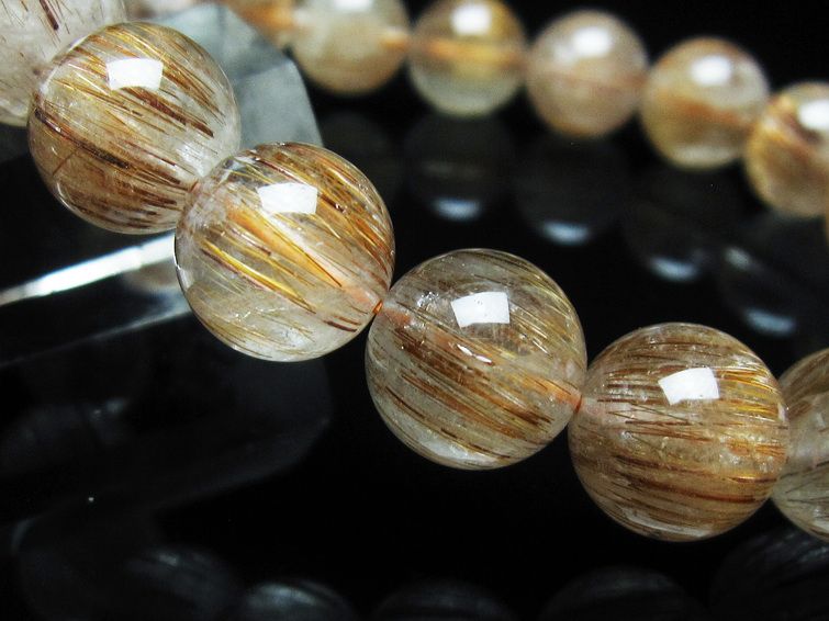 ルチルクォーツ ブレスレット キャッツアイ 12mm 一点物 111-38528