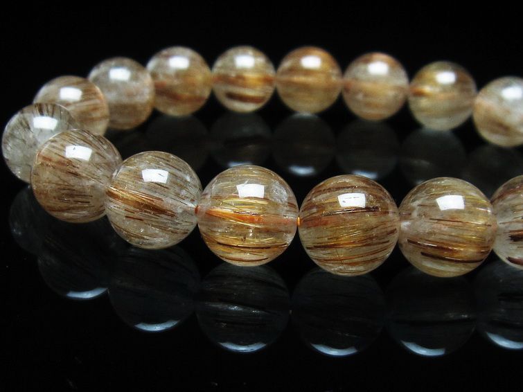ルチルクォーツ ブレスレット キャッツアイ 12mm 一点物 111-38528