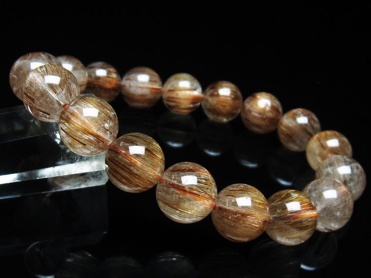 ルチルクォーツ ブレスレット キャッツアイ 12mm 一点物 111-38530