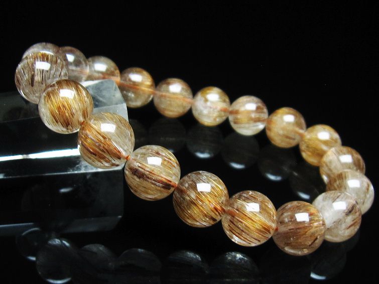 ルチルクォーツ ブレスレット キャッツアイ 11mm 一点物 111-38538