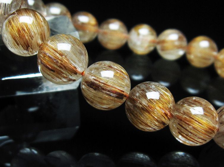 ルチルクォーツ ブレスレット キャッツアイ 11mm 一点物 111-38538