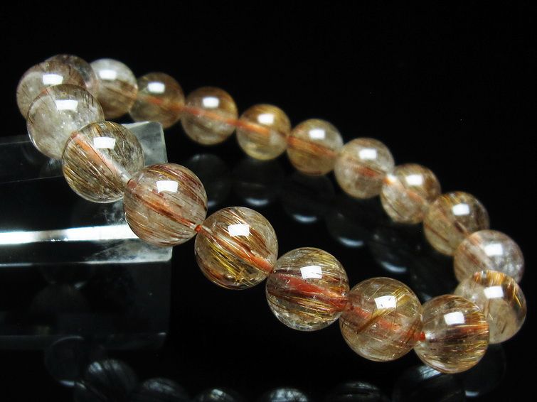 ルチルクォーツ ブレスレット キャッツアイ 11mm 一点物 111-38539