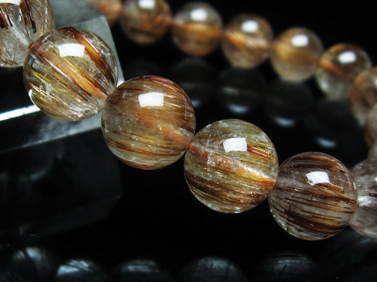 ルチルクォーツ ブレスレット キャッツアイ 10mm 一点物 111-38540