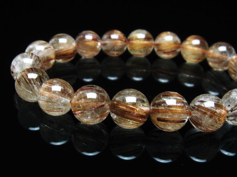 ルチルクォーツ ブレスレット キャッツアイ 10mm 一点物 111-38540