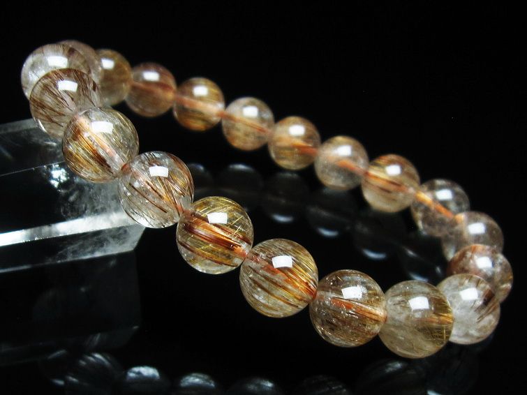 ルチルクォーツ ブレスレット キャッツアイ 10mm 一点物 111-38543
