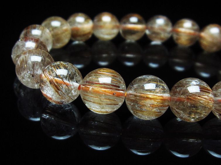 ルチルクォーツ ブレスレット キャッツアイ 10mm 一点物 111-38543