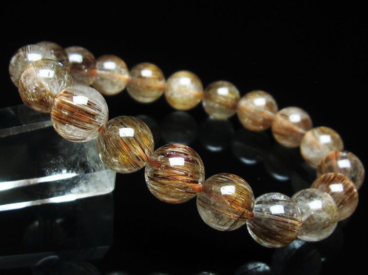 ルチルクォーツ ブレスレット キャッツアイ 10mm 一点物 111-38586