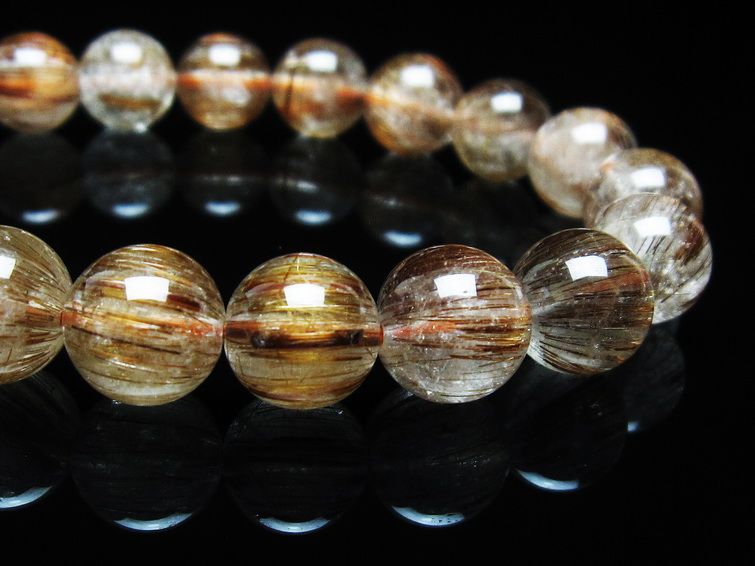 ルチルクォーツ ブレスレット キャッツアイ 10mm 一点物 111-38586