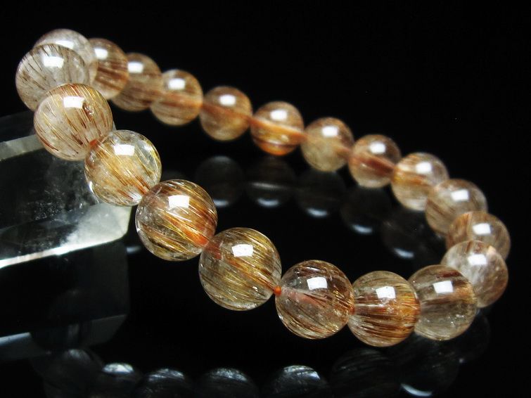 ルチルクォーツ ブレスレット キャッツアイ 10mm 一点物 111-38587