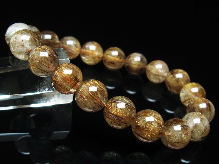 ルチルクォーツ ブレスレット キャッツアイ 10mm 一点物 111-38588