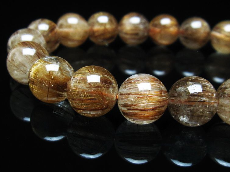 ルチルクォーツ ブレスレット キャッツアイ 10mm 一点物 111-38588