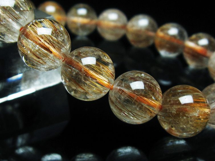 ルチルクォーツ ブレスレット キャッツアイ 11mm 一点物 111-38592