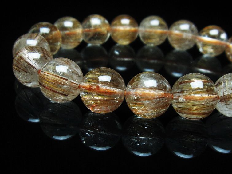 ルチルクォーツ ブレスレット キャッツアイ 11mm 一点物 111-38592