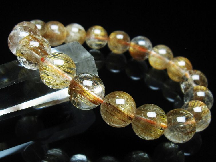 ルチルクォーツ ブレスレット キャッツアイ 11mm 一点物 111-38593