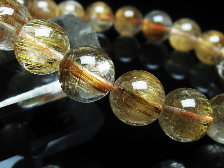 ルチルクォーツ ブレスレット キャッツアイ 11mm 一点物 111-38593