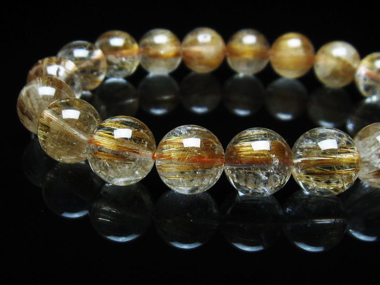 ルチルクォーツ ブレスレット キャッツアイ 11mm 一点物 111-38593