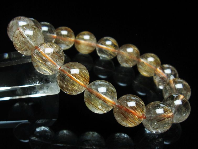 ルチルクォーツ ブレスレット キャッツアイ 12mm 一点物 111-38598