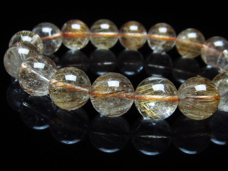 ルチルクォーツ ブレスレット キャッツアイ 12mm 一点物 111-38598