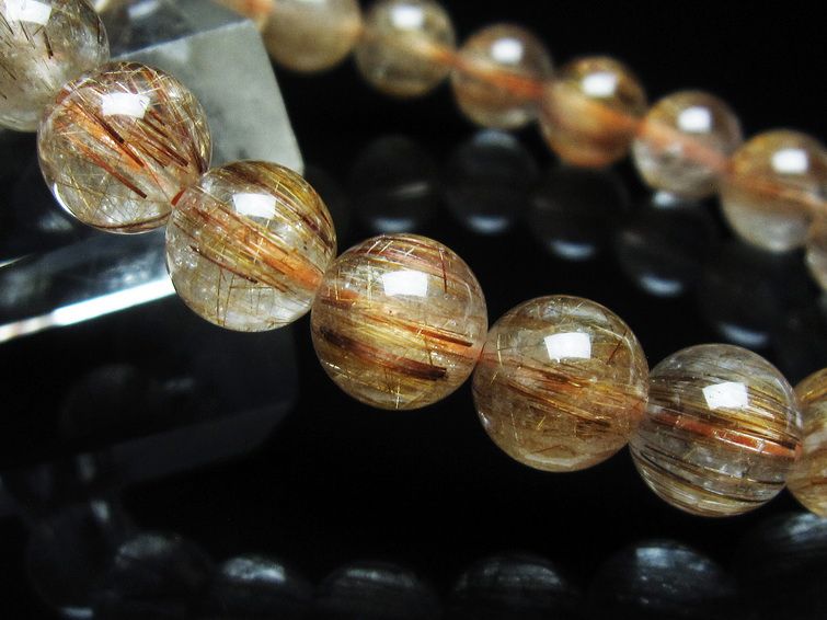 ルチルクォーツ ブレスレット キャッツアイ 10mm 一点物 111-38608