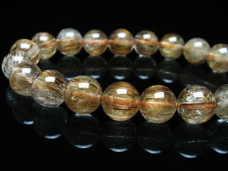 ルチルクォーツ ブレスレット キャッツアイ 10mm 一点物 111-38608