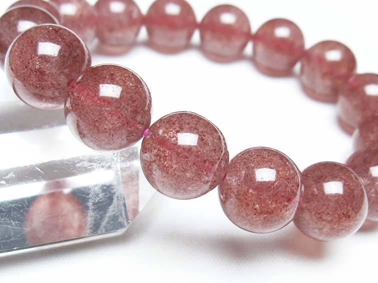 ストロベリークォーツ 苺水晶 ブレスレット 13mm 一点物 111-40301