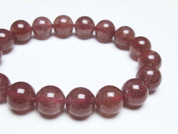 ストロベリークォーツ 苺水晶 ブレスレット 12mm 一点物 111-40303