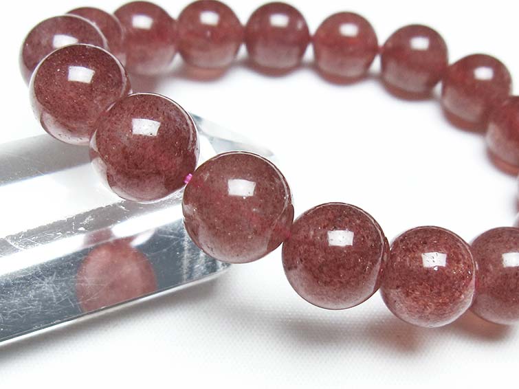 ストロベリークォーツ 苺水晶 ブレスレット 12mm 一点物 111-40383