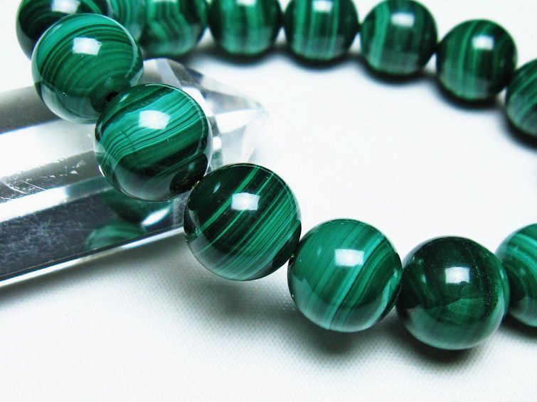 マラカイト ブレスレット 13mm 一点物 111-40448