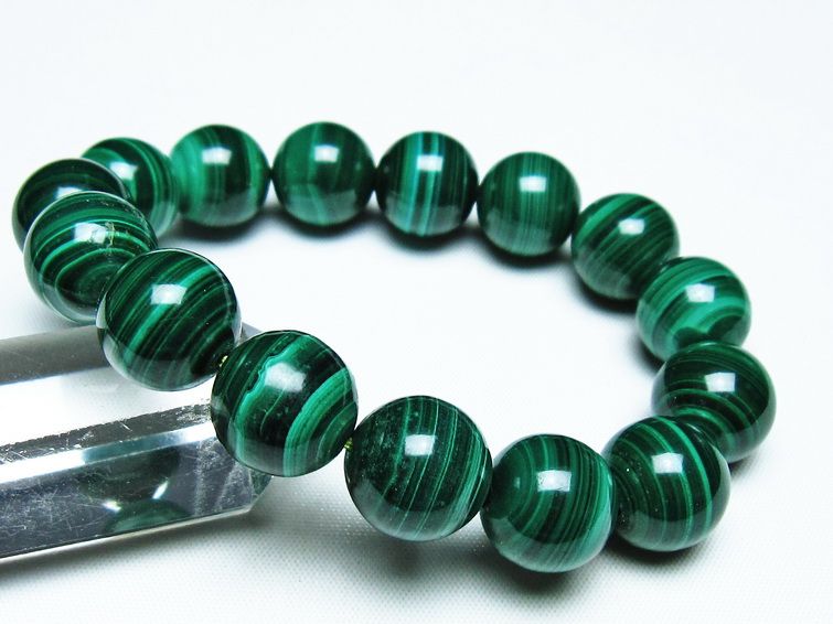 マラカイト ブレスレット 15mm 一点物 111-40454