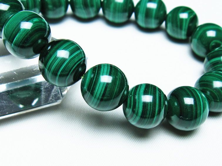 マラカイト ブレスレット 14mm 一点物 111-40456